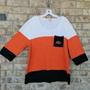 Oklahoma State University Cowboys BLACK ORANGE Shirt ( 2XL) 3/4Sleeve w/ Pocket